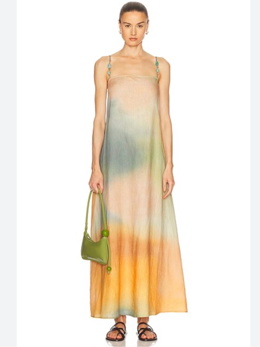 Staud Laura Pastel Clouds Linen Maxi Slip Dress Ombre Multicolor Size XS NWT